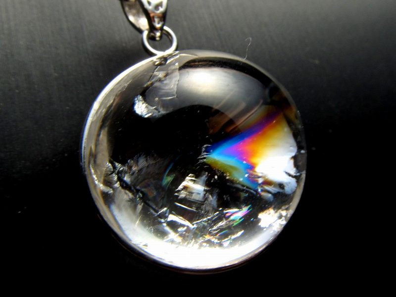 5A レインボー水晶 ペンダントトップ 縦22mm 重さ14.5g SILVER925 ブラジル産 pe-