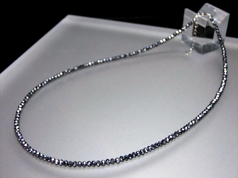 テラヘルツ鉱石 ボタンカット ネックレス 幅約3mm 長さ約40cm+3cm アジャスター付 2020年 Silver925 2026年 検査機関にて検査済み 本物保証 返品保証