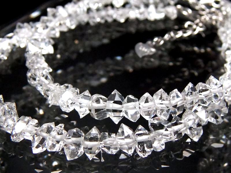 5A 超透明 ハーキマー結晶 ブレスレット 小 石サイズ幅約4-6mm 最高品質 ハーキマーダイアモンド 3cmのアジャスター付き ニューヨーク州産