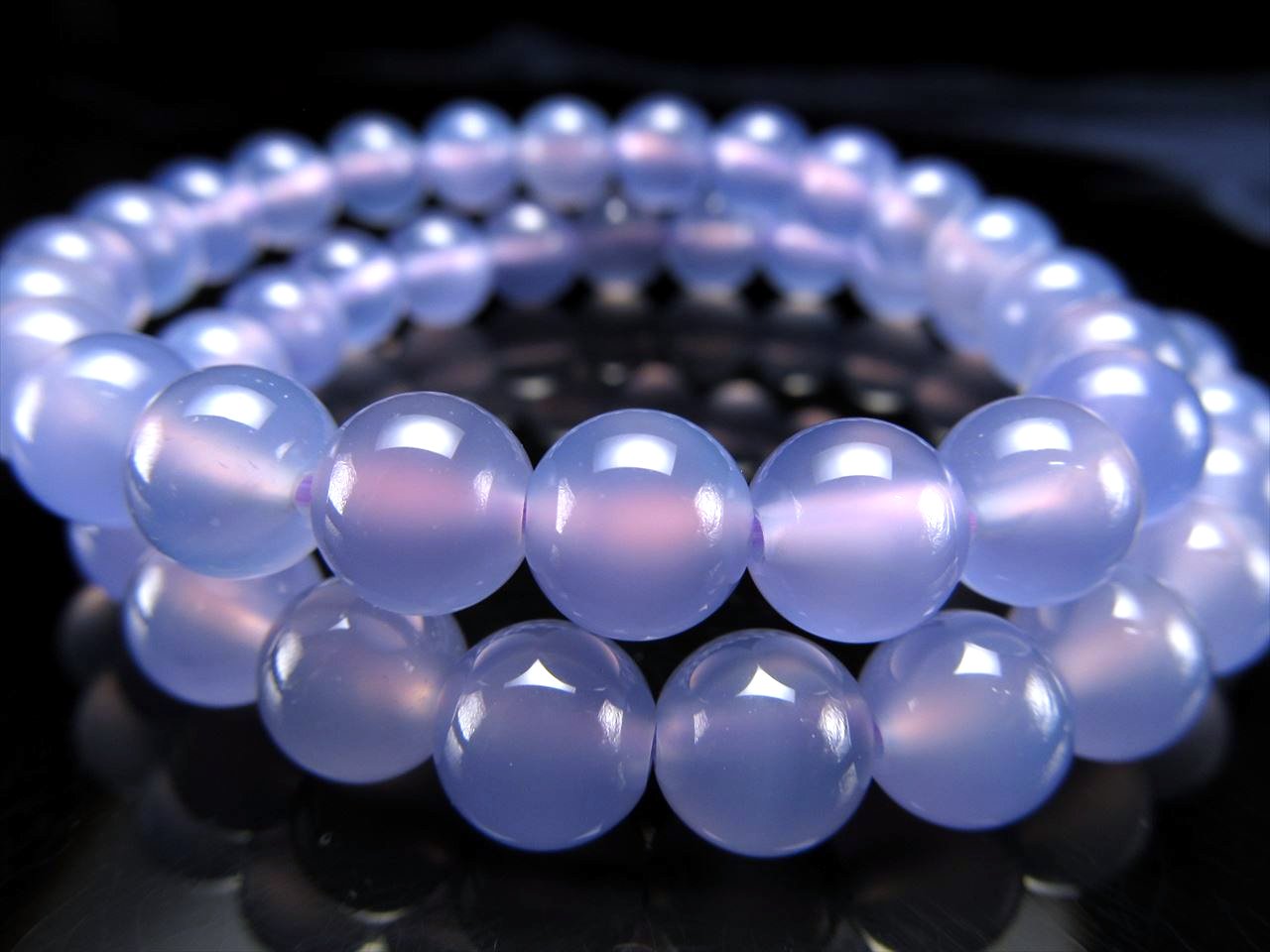 5A パープル カルセドニー ブレスレット 8mm-8.5mm×23珠前後 紫玉髄 透きとおる極上スミレ色 激安 ブラジル産 bl-p