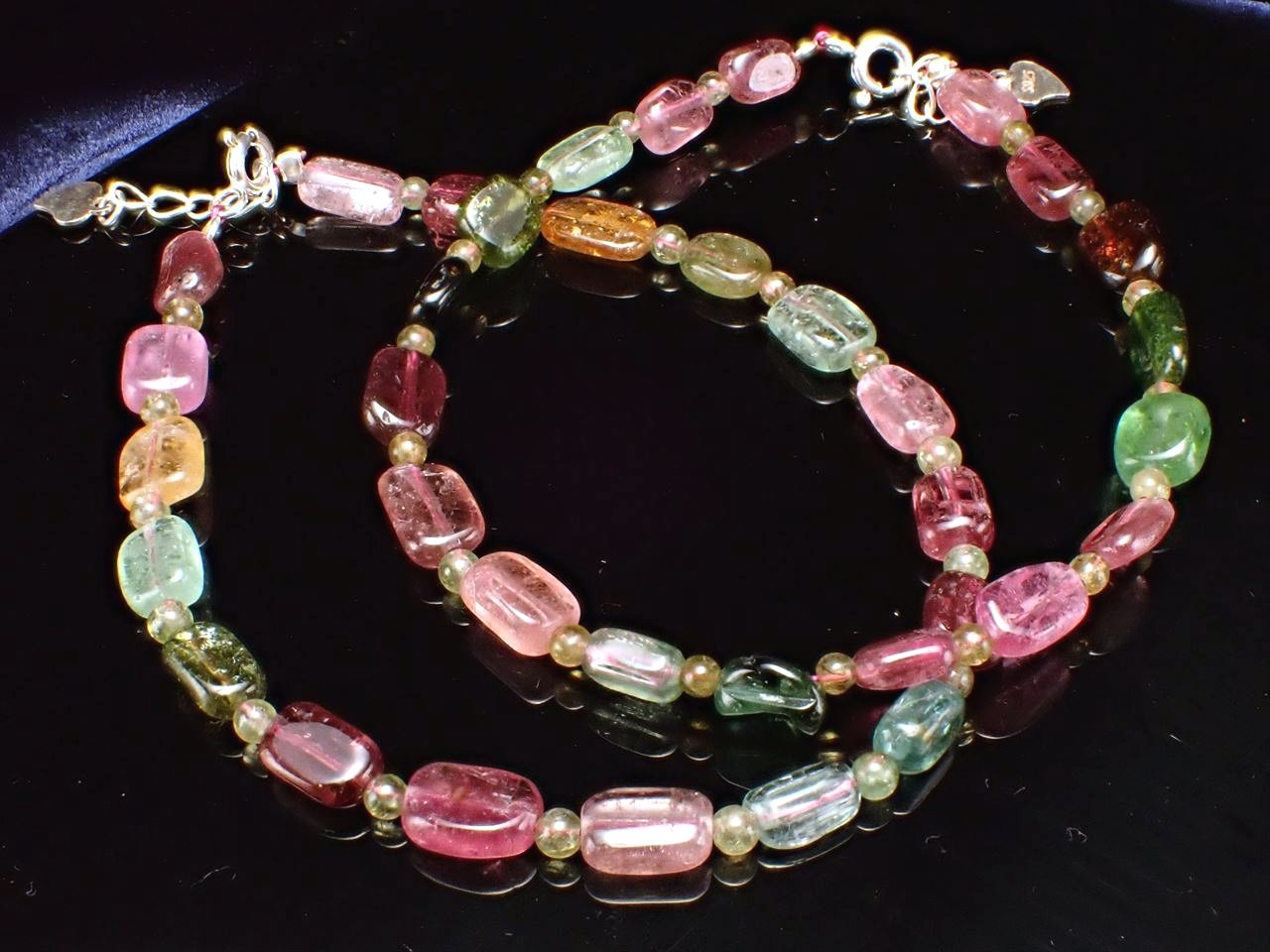 MIXトルマリン 電気石 デザインブレスレット 幅約5mm-6mm SILVER925 アジャスター金具付 濃厚色 透明感抜群 華やかなMIXカラー ブラジル産