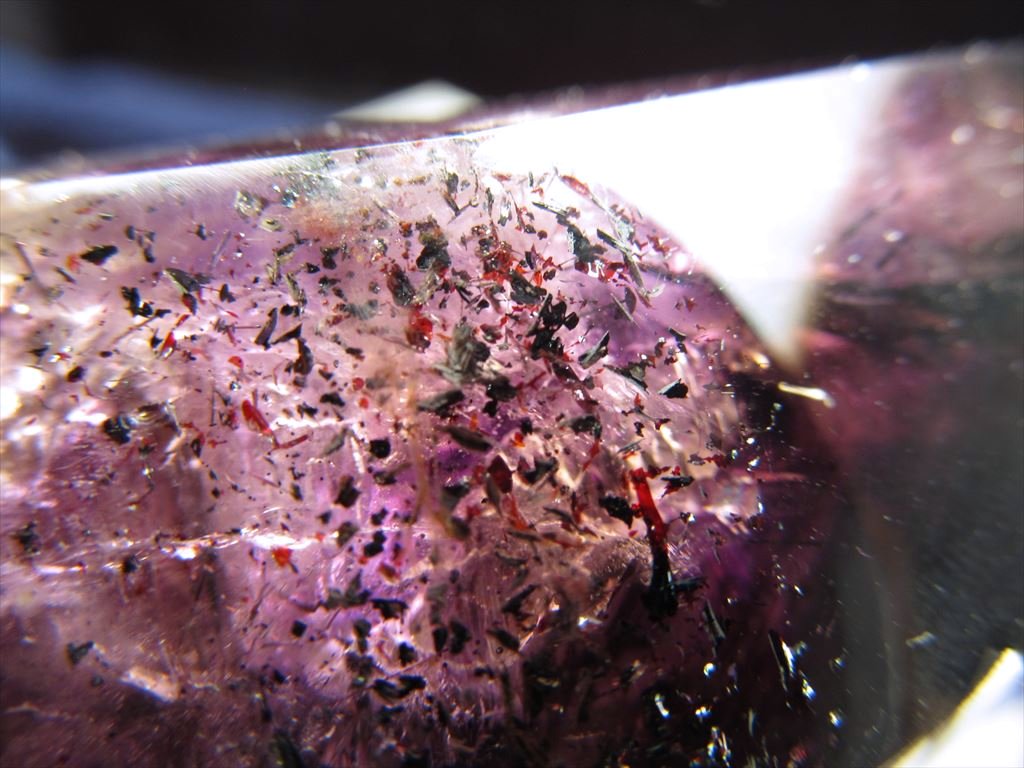 超希少 水入り アメジストスーパーセブンポイント原石置物 専用木製台座付き 台座込み高さ約16cm 幅8cm 原石重さ約281g 特大サイズ キラキラインクルージョン