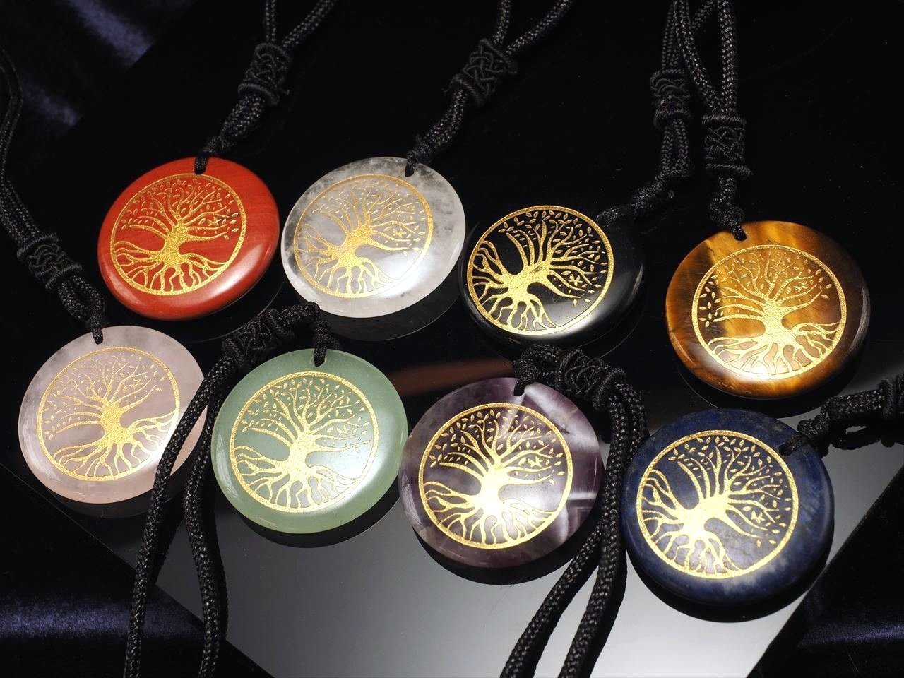 ツリーオブライフ(世界樹)パームストーンネックレス〈選べる8種のストーン〉 直径約30mm 存在感のある大きめサイズ