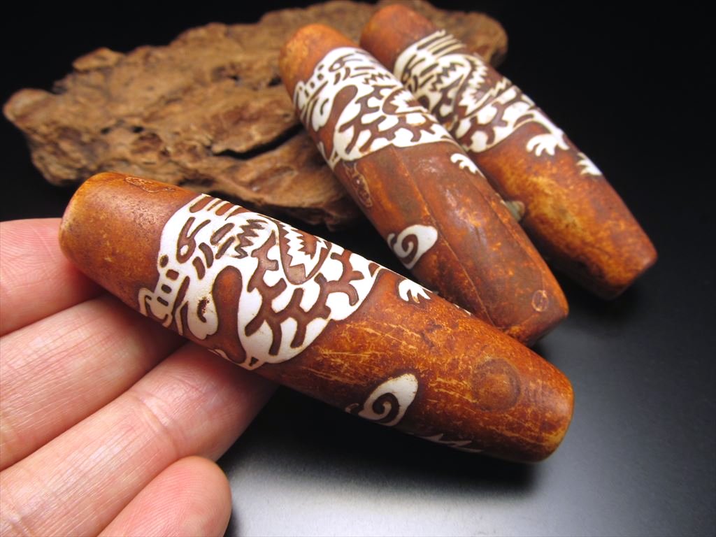 大きなアゲート天珠 五本爪龍神天珠 激レア アンティークカラー 瑪瑙 全長約68mm-72mm 1個売り パワーストーン 天然石