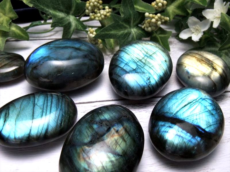 4A くっきりシラー ラブラドライト タンブル 200g Set 10個前後入り 大人気つやつやタンブル 瞑想にオススメ マダガスカル産