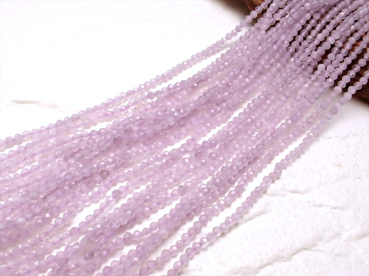 AA 極小サイズ 2mm珠 ラベンダーアメジスト カット 一連 約38-40cm 穴径約0.6mm ブラジル産