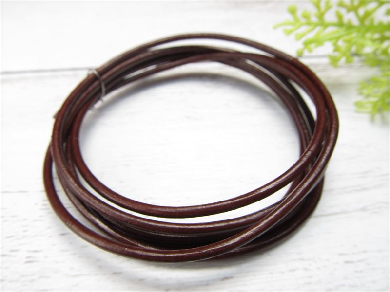 本革 革紐 ブラウン 長さ約1m 紐幅約2mm レザーコード ハンドメイドアクセサリー制作に inmy
