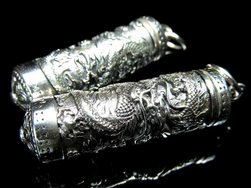 筒型 龍神彫り シルバーペンダントトップ 重さ約15g 1個売り 高品質 シルバージュエリー ドラゴン彫刻 Silver925