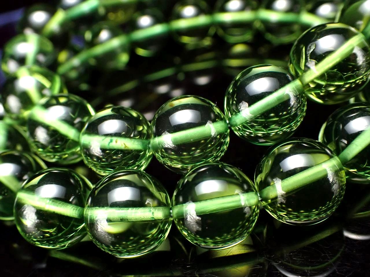 極上透明 5A グリーンアンバー ブレスレット 約5.5mm-6mm×36珠前後 発色美しいリトアニアアンバー バルト海産 パワーストーン 天然石