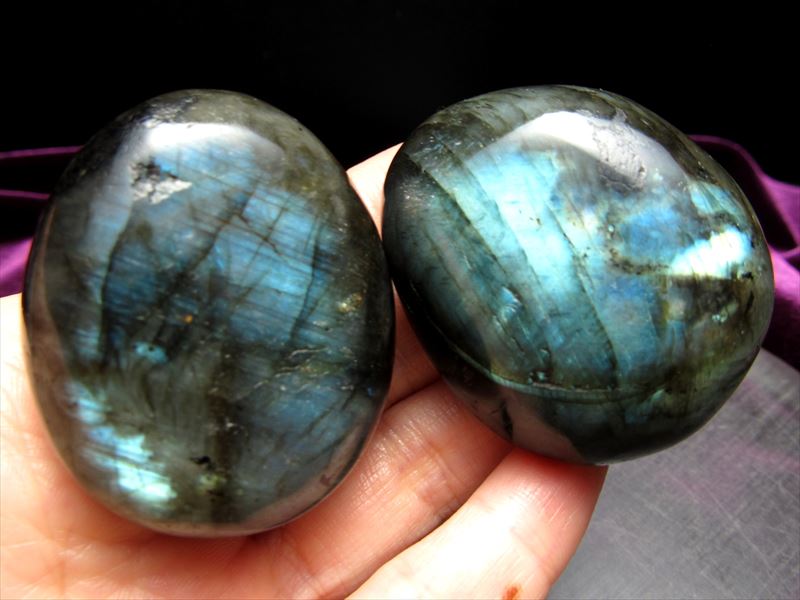 2個入り ラブラドライト タンブルセット 約200g 大人気つやつやタンブル ブルーシラー 天然石 パワーストーン マダガスカル産 パワーストーン 天然石