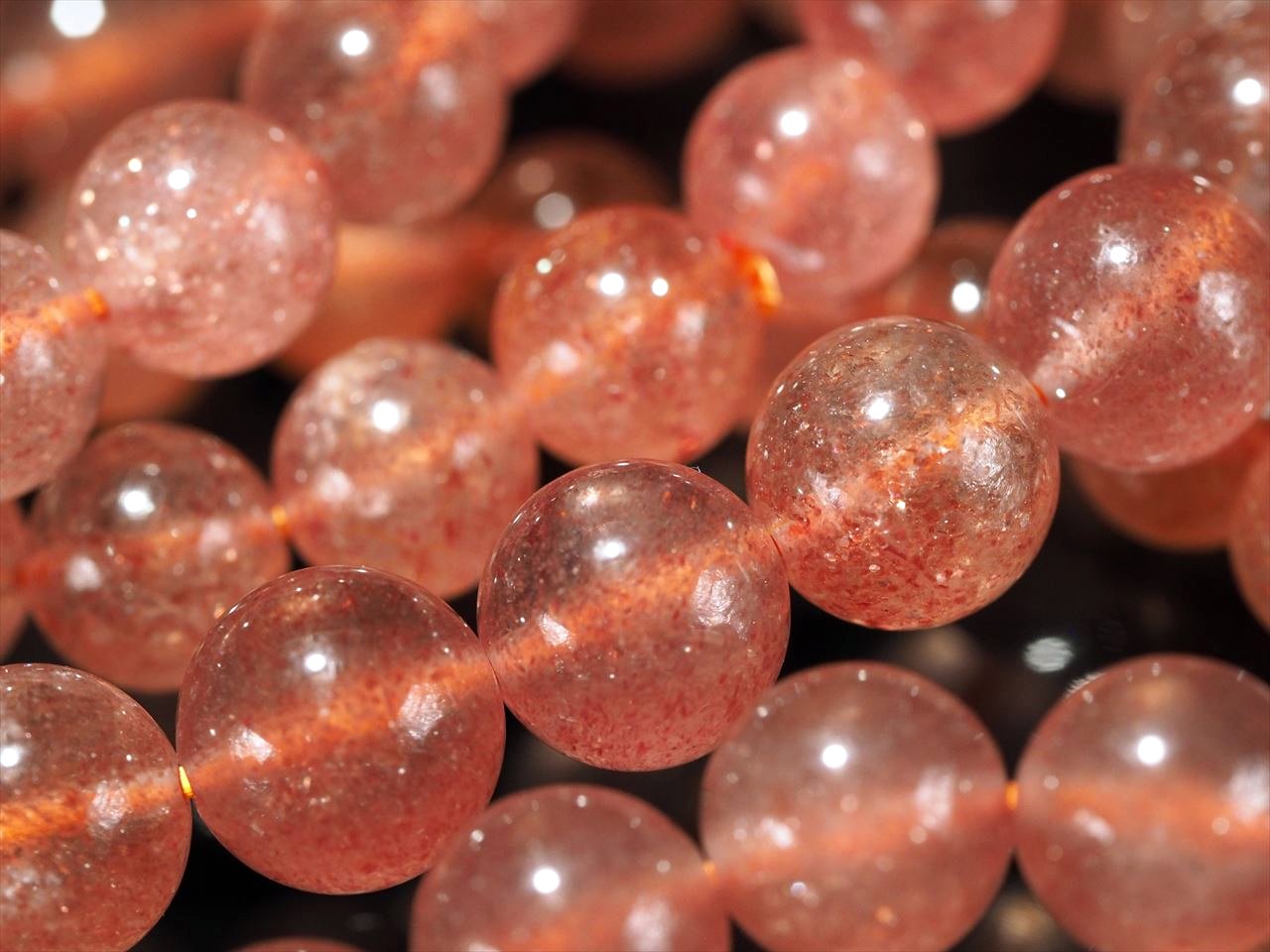 3A オレンジエピドート・シスト ブレスレット 8mm-8.5mm×23珠前後 オレンジカラーインクルージョン 幸福感を得る石 タンザニア産