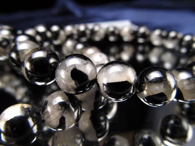 ブラックトルマリンシリカ ブレスレット 約8.5mm×23珠前後 希望の光へと導いてくれる守護の石 シリカ共生 ブラジル産