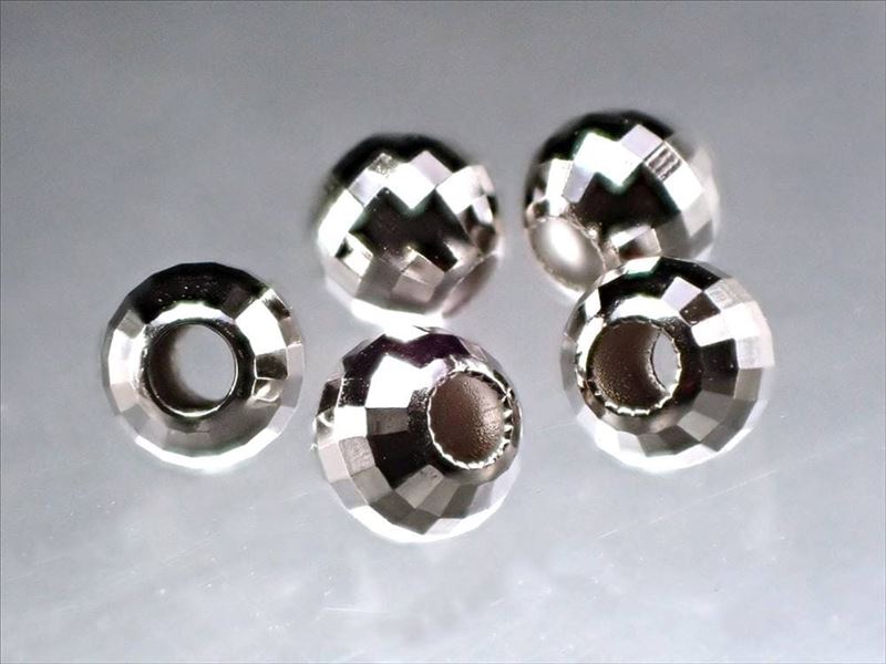 18金 ホワイトゴールド カットビーズ 1セット5個入り 約2mm 穴径約0.6mm デザインブレスのサイズ調整 アクセントに RND004
