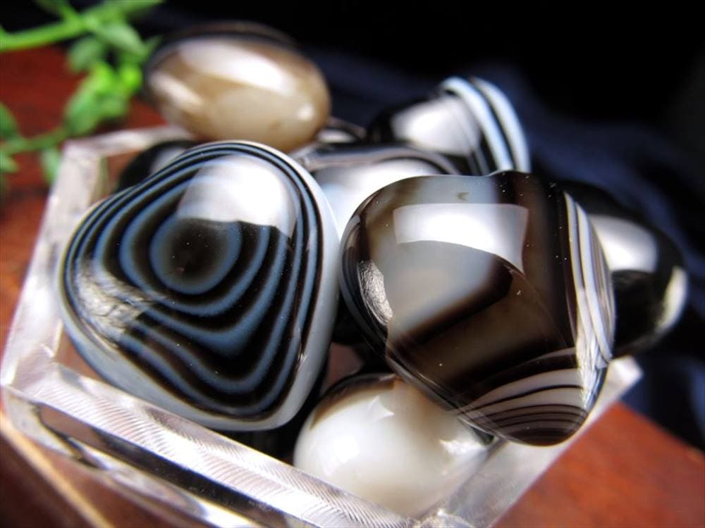 天眼瑪瑙 ハートタンブル 10個セット 最大幅約19mm-22mm 極上天然模様 天眼入りも ブラジル産 パワーストーン 天然石