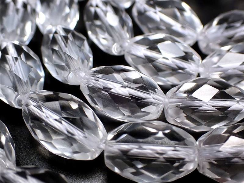 5A 宝石質 天然水晶 ミニ天珠型キラキラカット 一連約38-40cm 縦約12mm×幅約8mm珠 最高級 極上 クリスタル ブラジル産