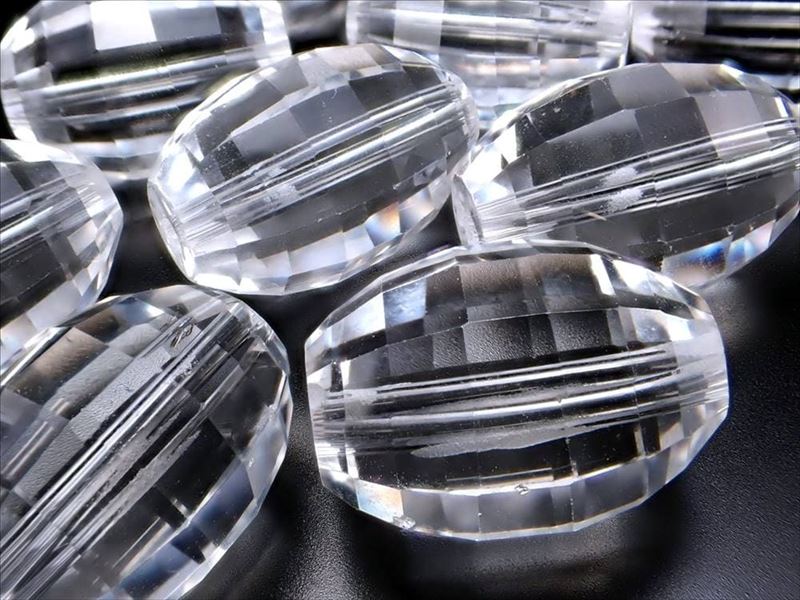 1粒売り 天然水晶 多面天珠カット ビーズ石 縦約15mm×幅約10mm珠 コロンと可愛い天珠カット型 ブラジル産 パワーストーン 天然石