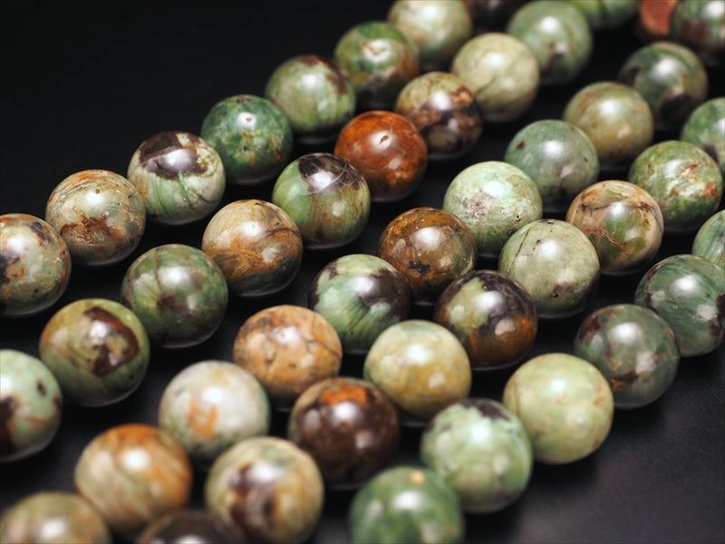 12mm珠 グリーンオパール 一連 約38-40cm 希少色グリーン 緑蛋白石 オーストラリア産 パワーストーン 天然石