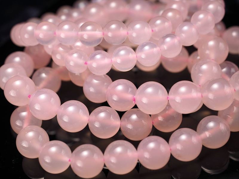 ピンクカルセドニー ブレスレット 8mm-8.5mm×23珠前後 桃玉髄 鮮やか濃いピンク ブラジル産