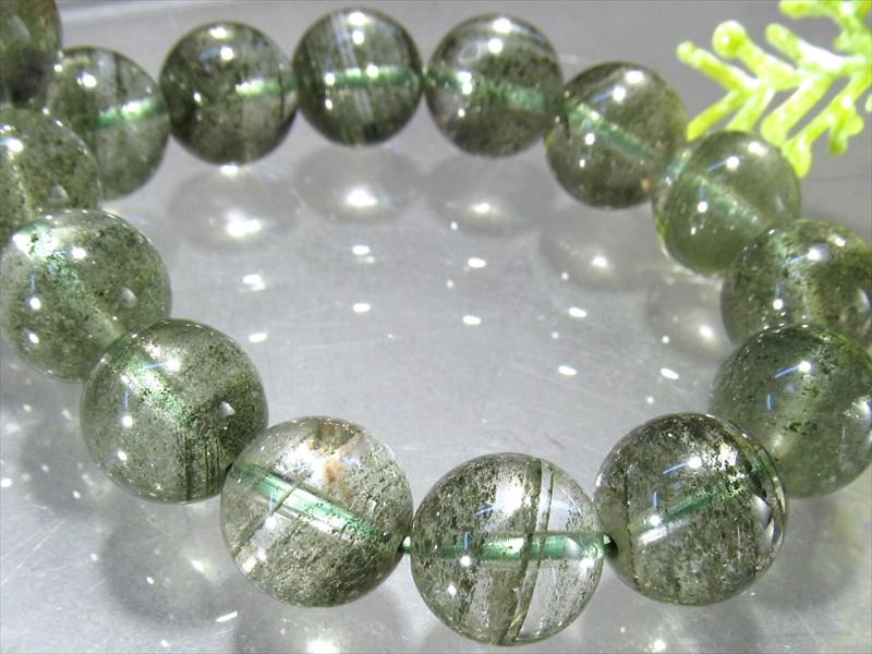 激レア 4A 千層グリーンガーデンクォーツ ブレスレット 9.5mm-10mm×21珠 濃厚グリーン 健康と長寿の石 庭園水晶 一点物 ブラジル産 bl-