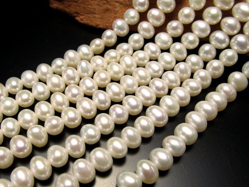 淡水パール ホワイトカラー ポテト 約6mm珠 一連 約38-40cm お買い得連 ストラップ ピアス アクセサリー作成に パワーストーン 天然石