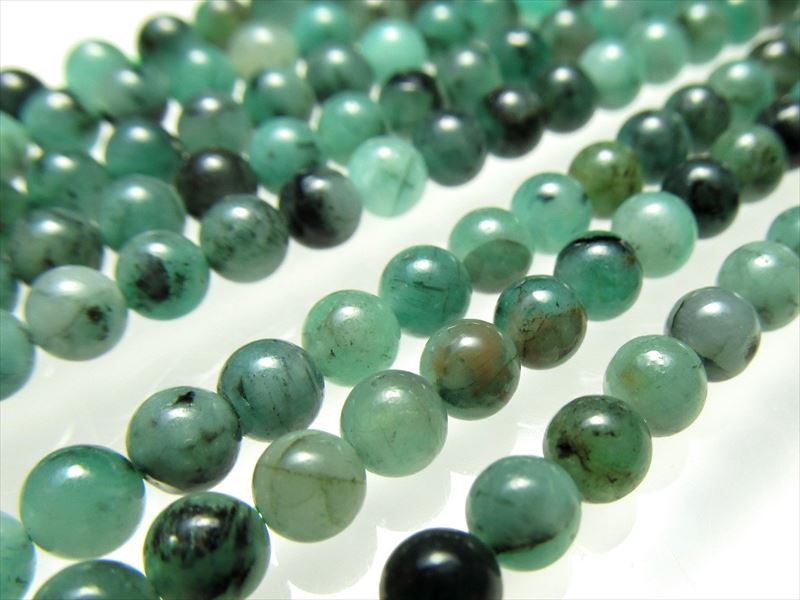 約4.5mm珠 エメラルド 一連 約38-40cm 高品質入荷 極上 天然石 ビーズ パワーストーン ザンビア産 パワーストーン 天然石