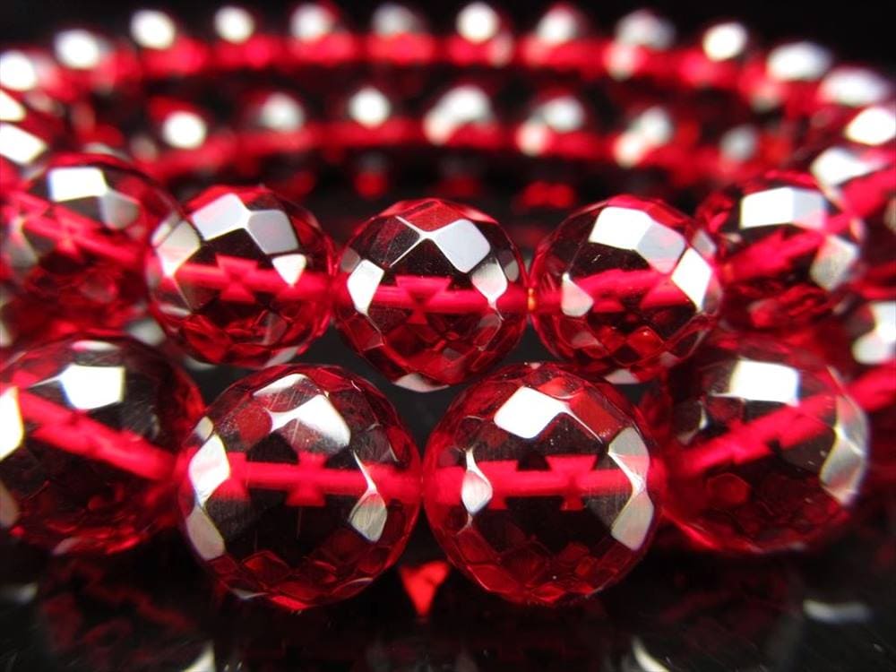 5A ルビーレッド アンバー ブレスレット カットタイプ 8mm-9mm×20珠前後 発色美しいリトアニアアンバー 極上透明 天然琥珀 バルト海産