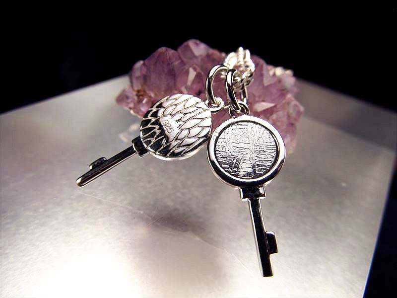 激安宣言 鍵モチーフギベオン チャーム＆ペンダントトップ 最大幅約20.7mm 1個売り メテオライト 隕石 ナミビア・ハルダブ州産 geki-met2F6