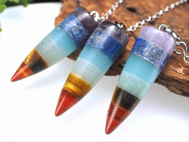7種チャクラ対応 ペンデュラム タイプB 石サイズ縦約38mm-40mm 1個売り 大人気スピリチュアルグッズ パワーストーン 天然石