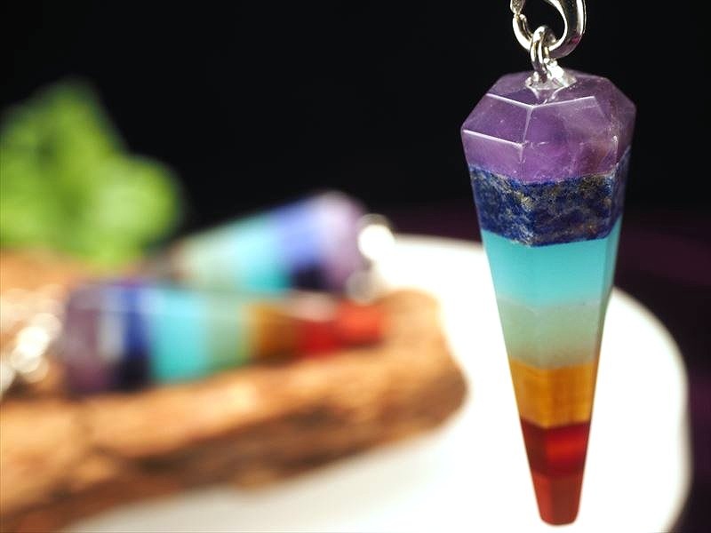 7種チャクラ対応 ペンデュラム タイプE 石サイズ縦約40-42mm 1個売り 大人気スピリチュアルグッズ パワーストーン 天然石