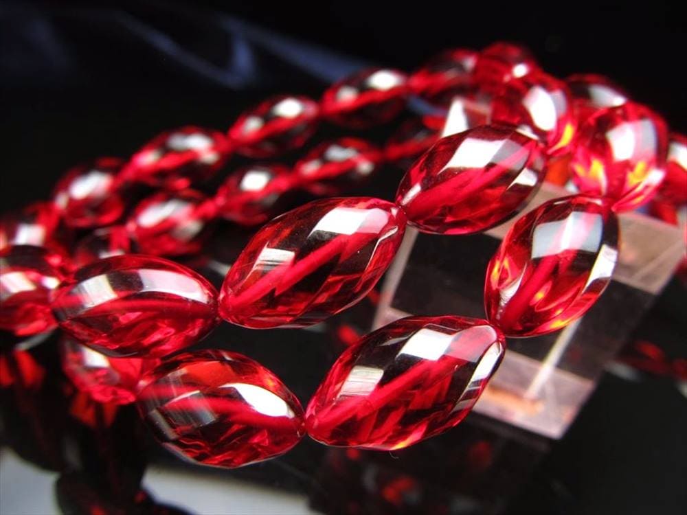 4A ルビーレッドアンバー ウェーブマーキスカット ブレスレット 幅約8.5mm 長さ約15.5mm×12珠前後 極上透明 天然琥珀バルト海産 バルト海産
