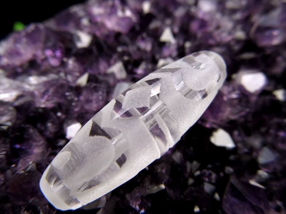 ミニサイズ水晶天珠 蓮師法帽天珠 れんしほうぼうてんじゅ 最大長さ約29mm前後 1個売り 成績向上・合格必勝・名声人望・立身出世 クリスタル製