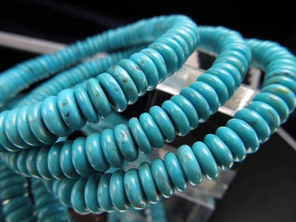 2A+ ターコイズ ボタン ブレスレット 幅6mm-6.5mmつるんと丸ボタン型 天の神が宿る石 12月の誕生石 トルコ石 アメリカ産 bl-