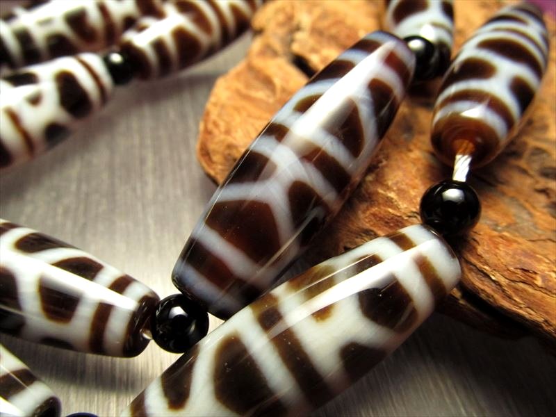 亀甲長寿天珠 連 天珠サイズ約38mm 一連5個付き 長命百歳・無病息災・事故防止・吉事招来 お買い得 天珠連販売