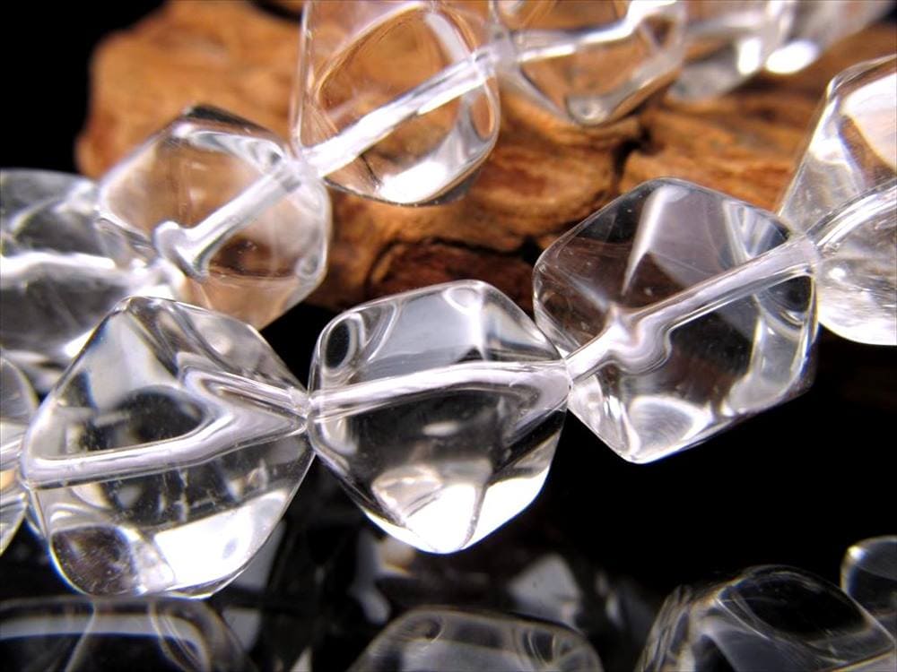 天然水晶 14面カット 連 幅約8mm-10mm 長さ約38-40cm 立方八面体 フラワーオブライフ ベクトル平衡体 純粋と浄化を象徴する万能ストーン クリスタル