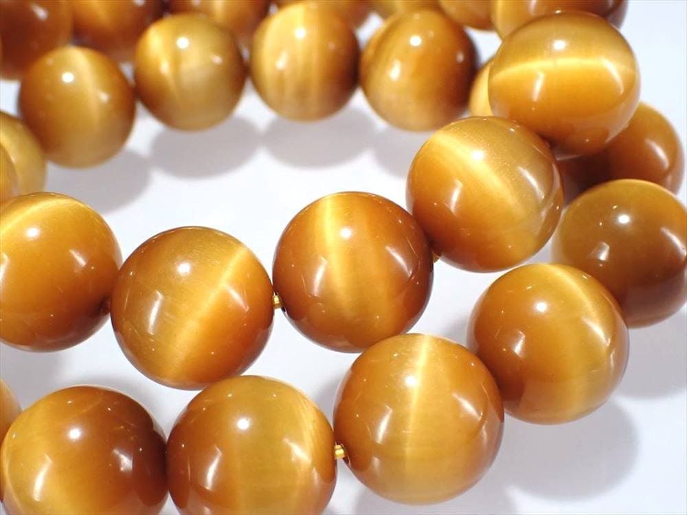 5A ゴールデンタイガーアイ 虎目石 ブレスレット 11.5mm-12mm×17珠前後 虎の目模様 幸運を招く聖なる石 南アフリカ産 bl-