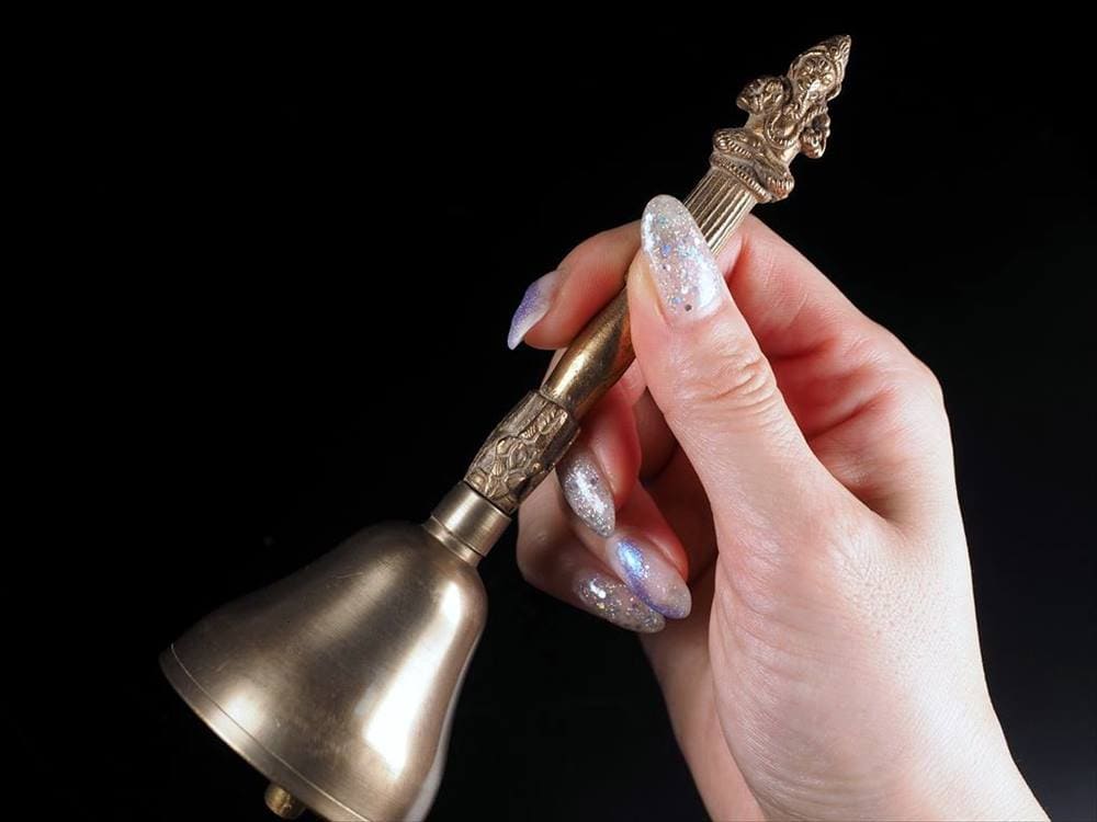 真鍮製 ガネーシャ ハンドベル 高さ約15cm 幅約5cm 響き渡る美しい音色 夢を叶える象 振り鈴 浄化 動画あり パワーストーン 天然石