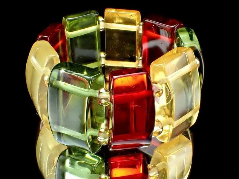 MIXアンバー 天然琥珀 スクエアカットリング 石サイズ縦幅約12mm 指輪 リング 植物由来ならではの優しい肌触り フリーサイズ バルト海産 パワーストーン