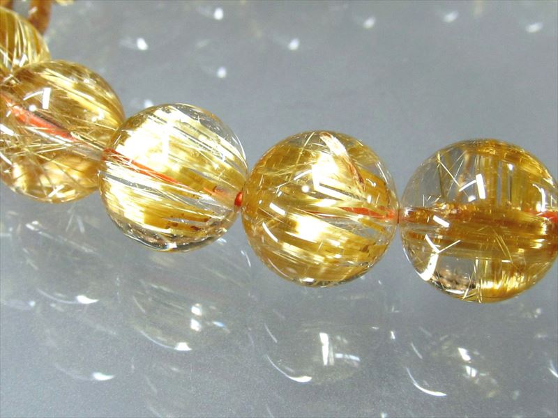 ロイヤルクラス 超透明ゴールドタイチンルチルクォーツ ブレスレット 9mm-9.5mm×21珠 極みの逸品 ギラギラゴールド ルチル際立つ透明感 金運の代表石