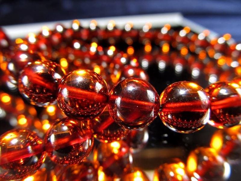 濃いめ 5A コニャックアンバー ブレスレット 約8mm×24珠前後 琥珀の王道 超透明 動画あり バルト海産