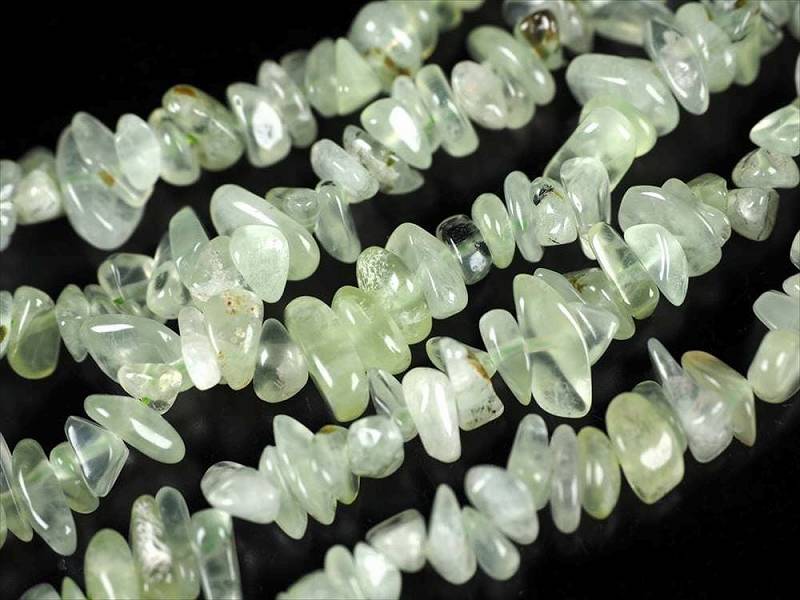 プレナイト さざれ連 約5mm-10mm 一連 約38cm-40cm マスカットカラー 透明 良質さざれ連 インド産 rn-p パワーストーン 天然石