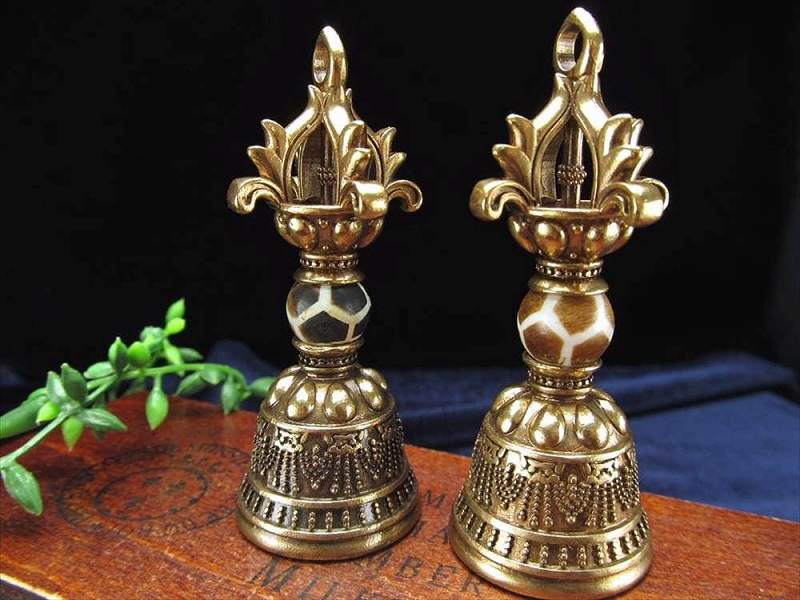 亀甲長寿天珠 金剛鈴 ガンター 縦約64mm 天珠×密教法具 厄除け 邪気払い 長命百歳 無病息災 事故防止 吉事招来 浄化 動画あり