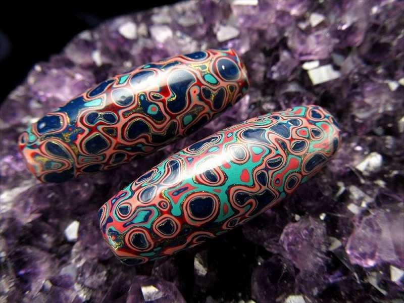 大漆螺鈿 らでん 天珠型ビーズ タイプC 長さ約33mm 1個売り 無形文化遺産登録 中国伝統工芸品 鮮やかな螺鈿細工 天然漆コーティング 黒檀製 パワーストーン