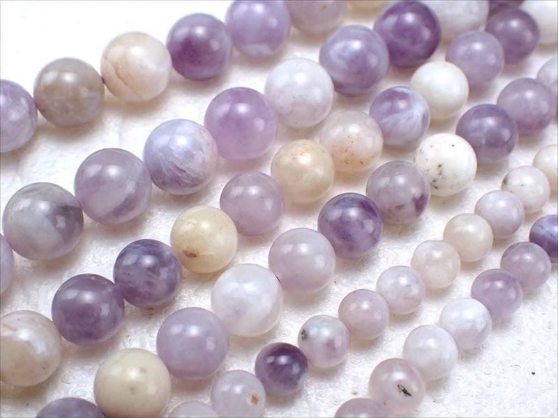 6mm珠 モラドオパール パープルオパール 一連 約37cm-40cm フローライトやシリカのオパール化 神秘的な変化を遂げた石 メキシコ産 パワーストーン 天然石