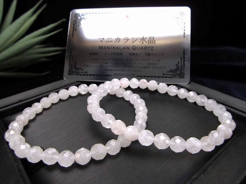 スノータイプカットタイプ マニカランクォーツ ブレスレット 約6mm-6.5mm×29珠前後 パワースポットの最高峰ヒマラヤ山脈 ギャランティカード付き