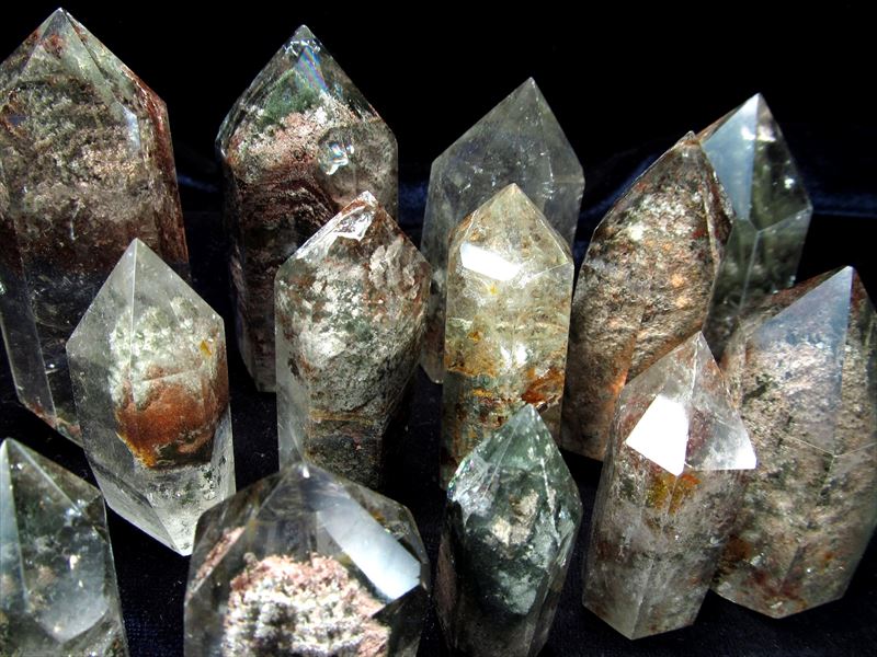 1個売り ガーデン水晶 ポイント 重さ50g-60g ガーデンクォーツ 千層ファントム グリーンファントム 貫入り 虹入り ルチル入りなど 六角柱 ブラジル産