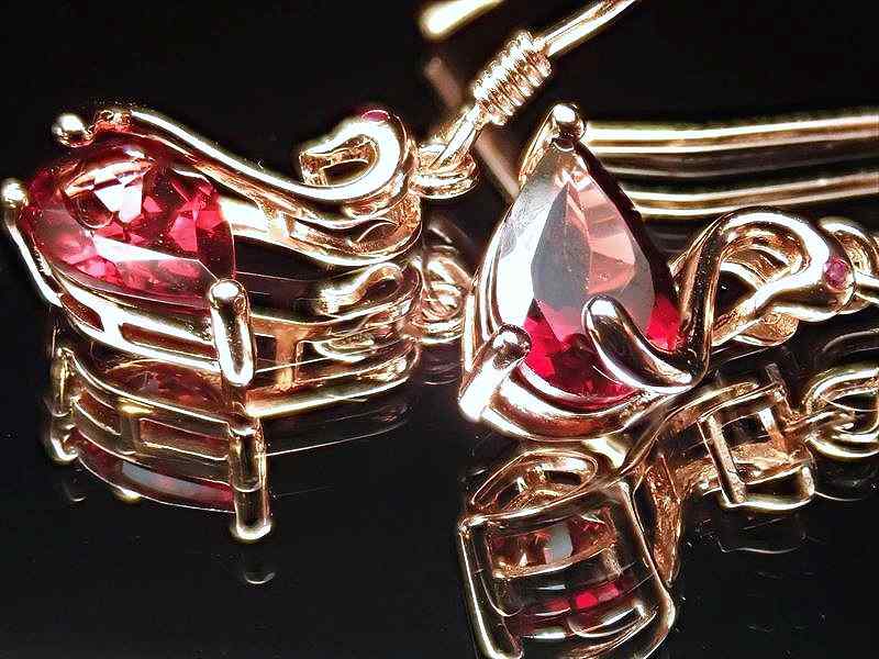 激安宣言 5A アルマンダインガーネット スワンモチーフ ドロップカット ピアス 石サイズ縦約8mm 優雅な白鳥モチーフ ピンクゴールドカラー インド産