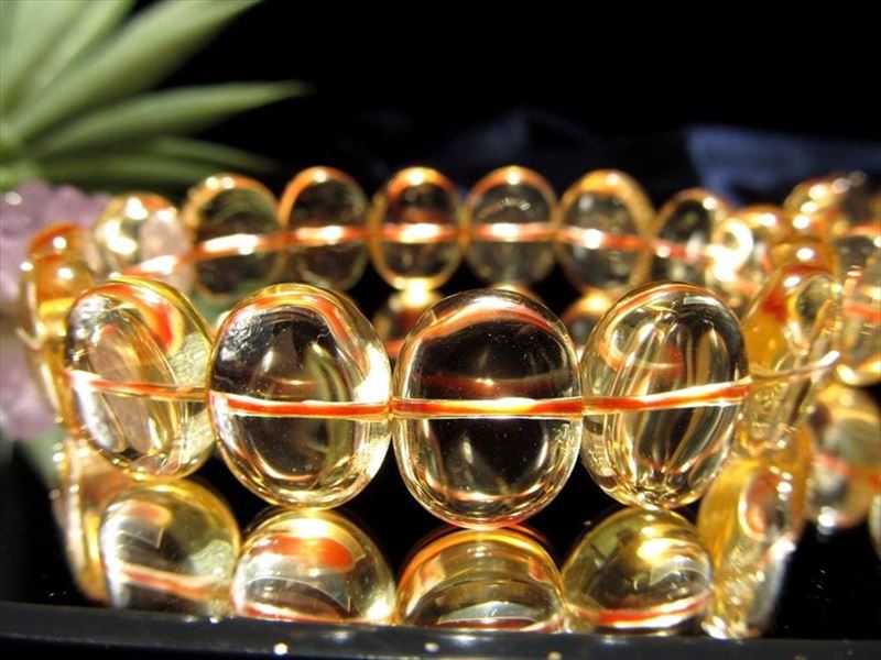 5A シトリン 黄水晶 フラットオーバル タンブルブレスレット 幅約14mm-16mm 金運 幸運の石 おはじきのようなすべすべタンブル型 動画あり ブラジル産
