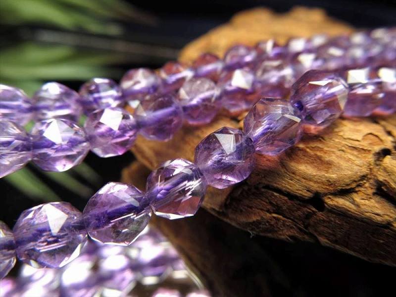透明タイプ 6mm珠 天然ラベンダーアメジスト・スターカット 一連 約38-40cm 極上宝石質 スターカット 最高級 ブラジル産