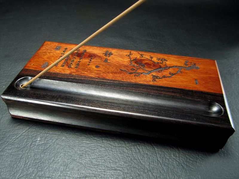 携帯用トラベルお香立て お香ボックス 梅の花 高級花梨木素材 短めのお香にお勧め Comrose コムローズ パワーストーン 天然石