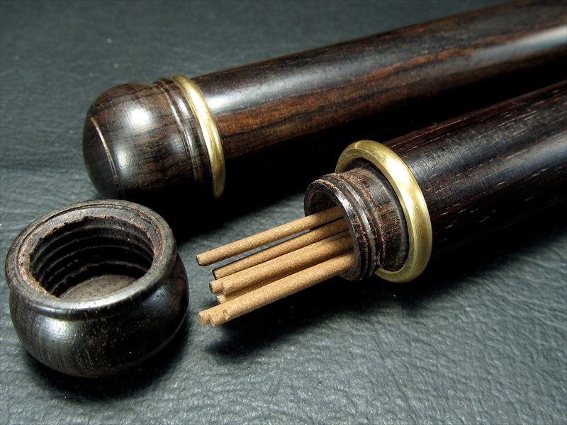 紫檀木のお香立て お香ボックス 全長約23.5センチ 丸筒禅シリーズDタイプ 香筒 お香の持ち運びにおすすめ パワーストーン 天然石